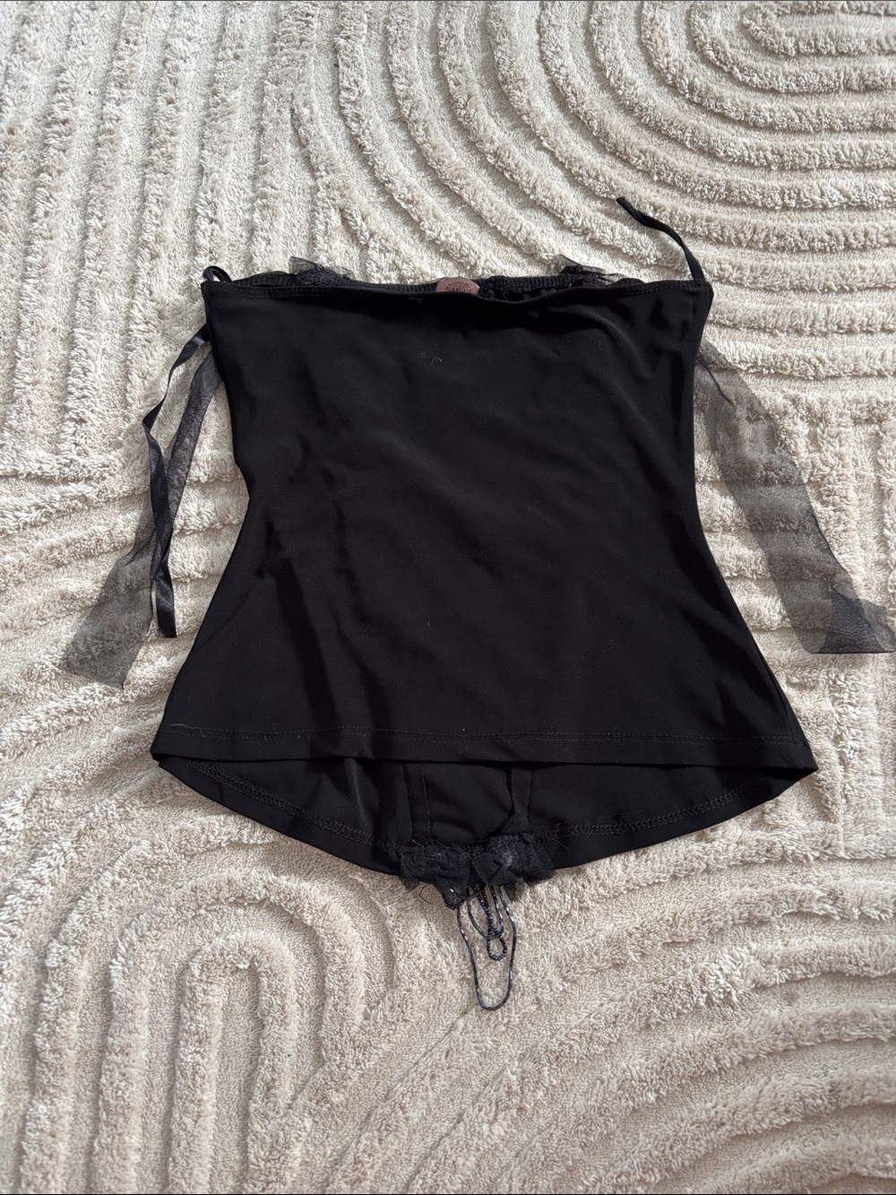 🖤 Nabiran Vintage Y2K Beaded Ruffle Corset Crop Top Size S - Picture 7 of 7